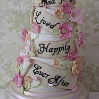 Topsy turvy "And They Lived Happily ever After" wedding cake