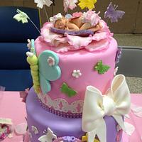 Sweet butterfly baby shower cake!