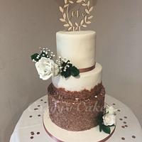 Rose gold engagement cake