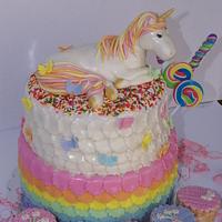 Rainbow Unicorn topper cake
