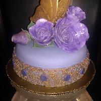 Purple cake, Purple roses and isomalt butterfly