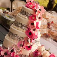 Pink and Black wedding Cake