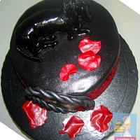 Black and red cake