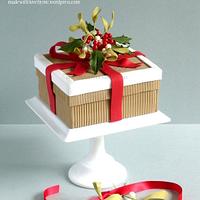 Holly and Mistletoe Christmas Box Cake