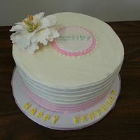 Pink and wite Birthday cake