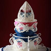 Ombre Navy-Pink Wedding Cake
