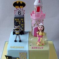 Princess Castle and Batman Cake