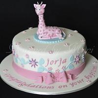 'sophie the giraffe' christening cake