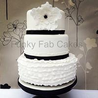 3 tier Black and white wedding cake