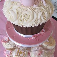 A collection of ballet cupcakes and giant cupcake