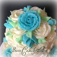 Blue and White anniversary cake