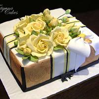 Cake with yellow roses