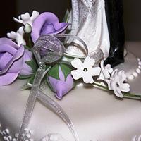 3 tier Traditional Wedding cake with garrett frills & sugar roses