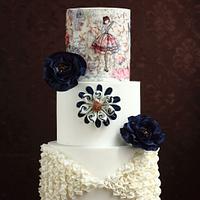 WHITE& NAVY BLUE WEDDING CAKE