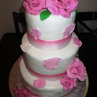 My first 3 tier wedding cake,first gumpaste roses to make