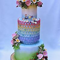 summer rainbow - wedding cake
