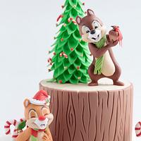 Chip and Dale Christmas Cake