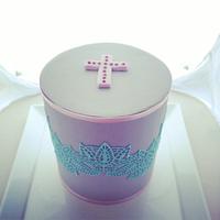 Lace baptism cake