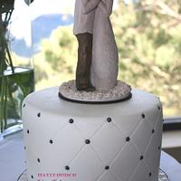 Black and White wedding cake and cupcakes