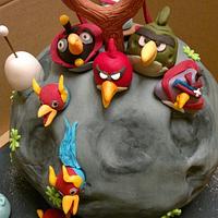 My son's birthday cake - Angry birds space vs. earth