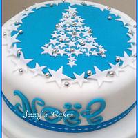 Blue White and Silver Christmas Cake