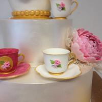 Tea theme Bridal Shower, Pastel de tazas de azucar