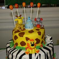 Animal safari cake 1st birthday