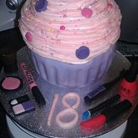 Girly make up themed giant cupcake!