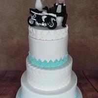 Funny wedding motorcycle cake