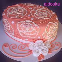 Orange oval with roses