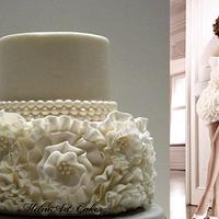Ruffled wedding cake inspired by wedding gown