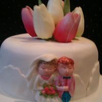 Pink & White wedding cake