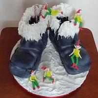 Vintage Santa Boots and Sleepy Elves