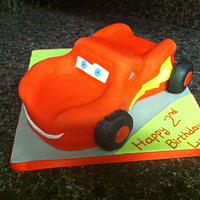 Car Cake in the style of Lightning McQueen