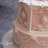 Royal icing panel cake 