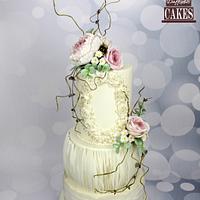 Antique Rose Wafer paper wedding cake