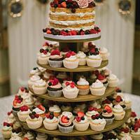 Naked Fruit Cake with Matching Cupcakes