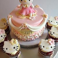 Hello Kitty cake and cupcakes! 