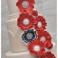 Cascading Flowers Wedding Cake