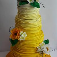 Yellow ombre wedding cake 