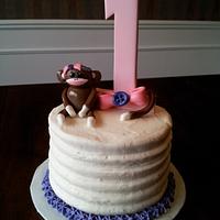 Sock Monkey 1st Birthday Cake & Smash Cake