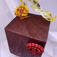 Chrysanthemum on a wood block