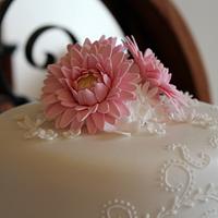 Pink Gerberas wedding cake