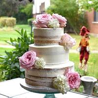 Semi naked cake with flowers