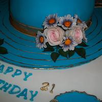 21st birthday hat and shoe cake