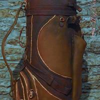 1950s leather Golf Bag.. On slate tiles effect board