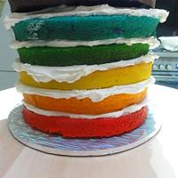 Rainbow petal layer cake