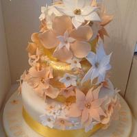 Golden Wedding Anniversary three tier cake
