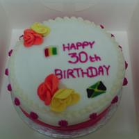 30TH BIRTHDAY CAKE WITH JAMAICAN FLAG.