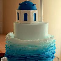 Santorini Island cake